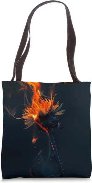 Flaming Strawflower Blossom Floral Dramatic Tote Bag