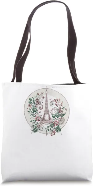 Floral Eiffel Tote Bag