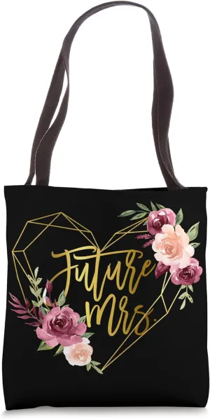 Floral Future Mrs Rose Flower Bride to be Bachelorette Tote Bag