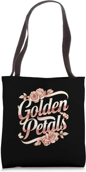 Floral Typography Golden Petals Rose-Gold Flower Art Tote Bag