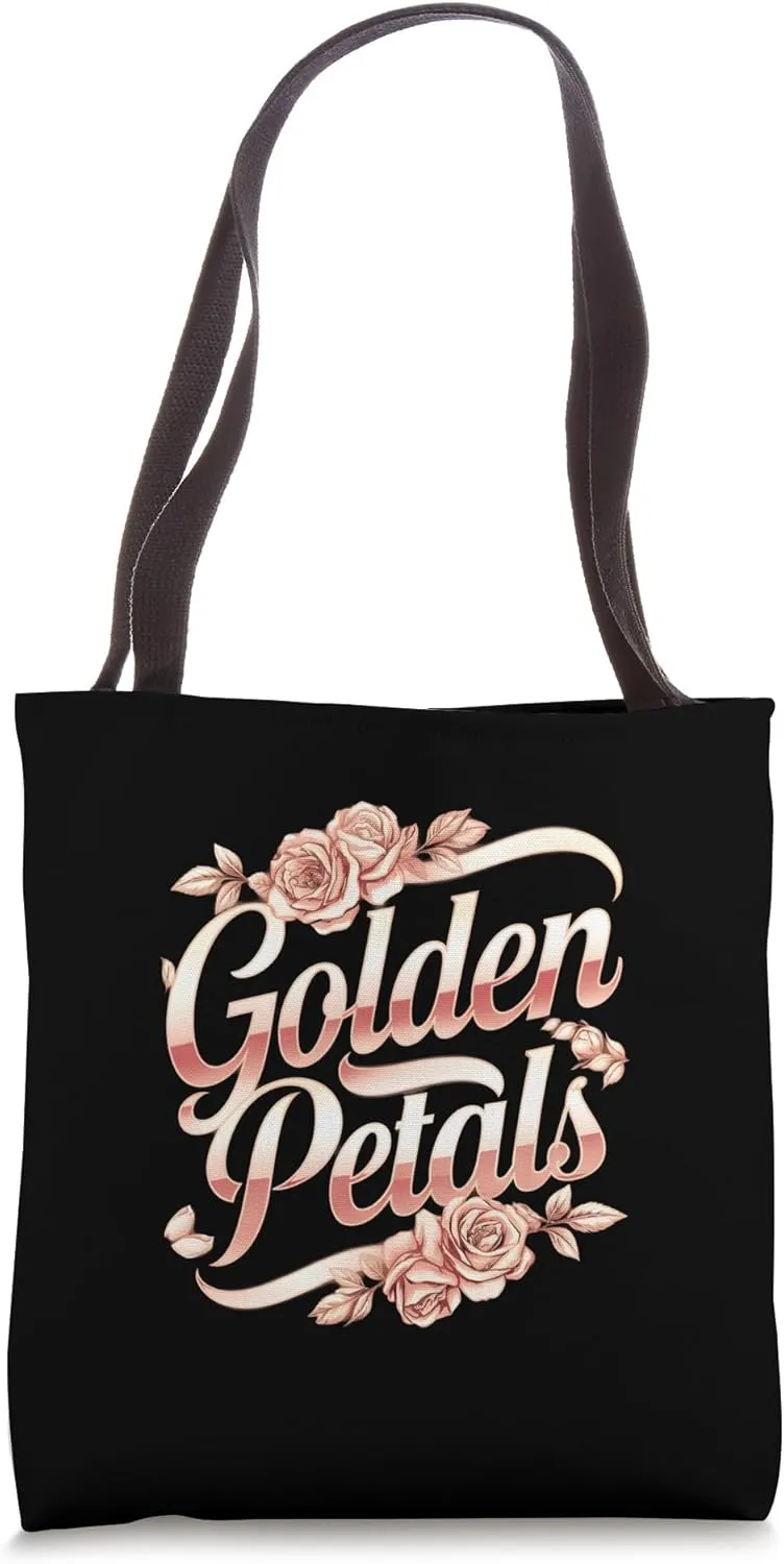 Floral Typography Golden Petals Rose-Gold Flower Art Tote Bag
