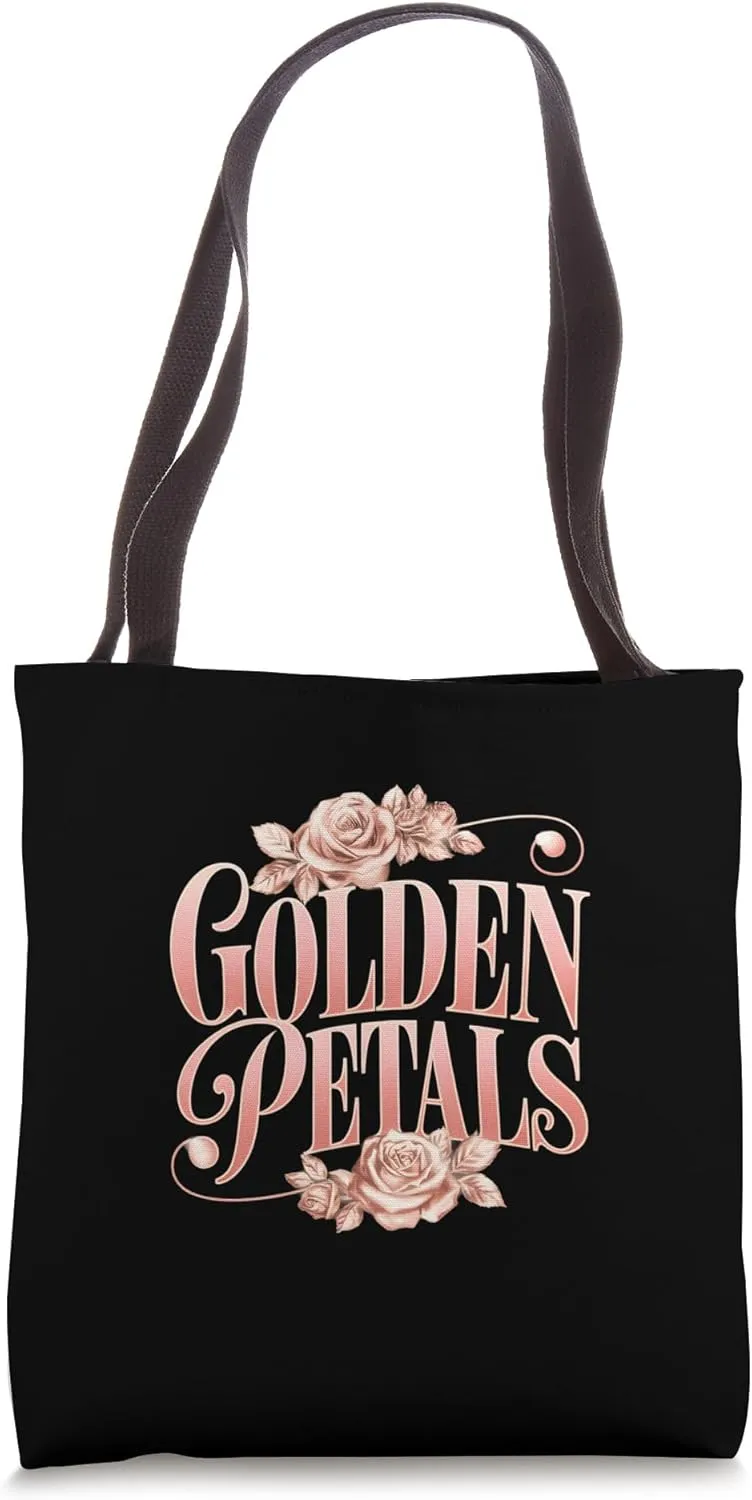 Floral Typography Golden Petals Rose-Gold Flower Art Tote Bag