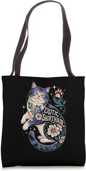 Floral Whimsical Exotic Shorthair Shorthaired Persian Tote Bag
