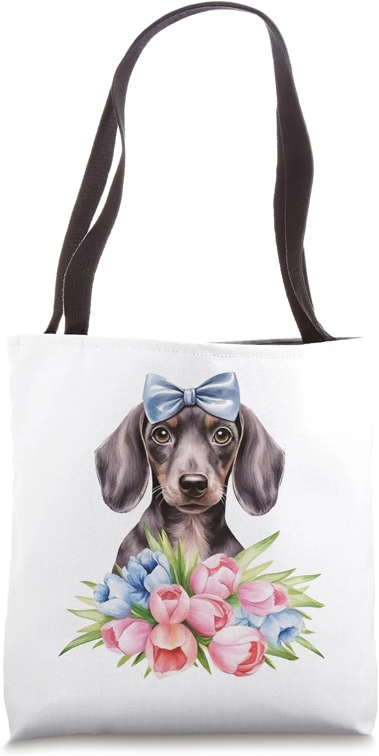 Floral Wildflower Wiener & Dachshund Tote Bag