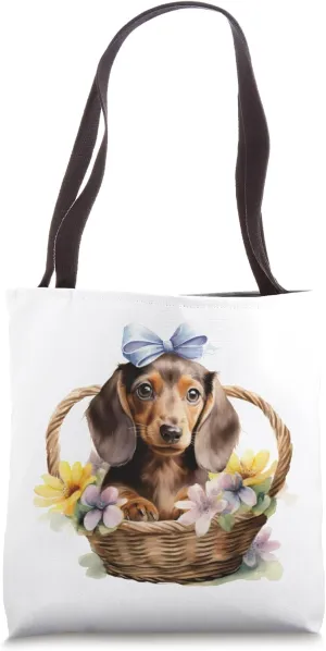 Floral Wildflower Wiener & Dachshund Tote Bag