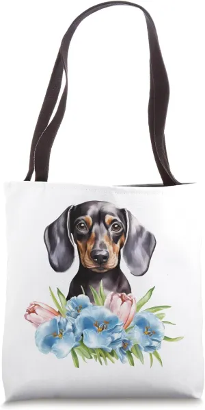 Floral Wildflower Wiener & Dachshund Tote Bag