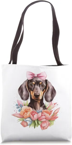 Floral Wildflower Wiener & Dachshund Tote Bag