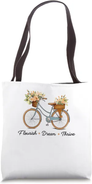 Flourish Dream Thrive Floral Bike Tote Bag