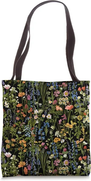 Flower Garden Vintage Floral Wildflower Cottagecore Art Tote Bag