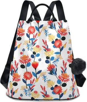 Flower Print Anti-theft Backpack Handbags for Women Travel Rucksack Lightweight Shoulder Bags 13.4 X 5.9 X 15in Pattern 5