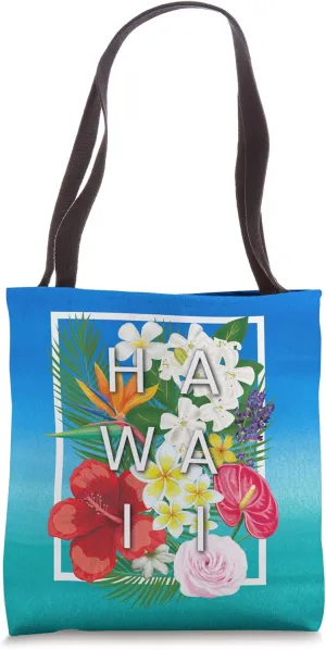Flowers of Hawaii Word Art - Hawaiian Pride Tote Bag