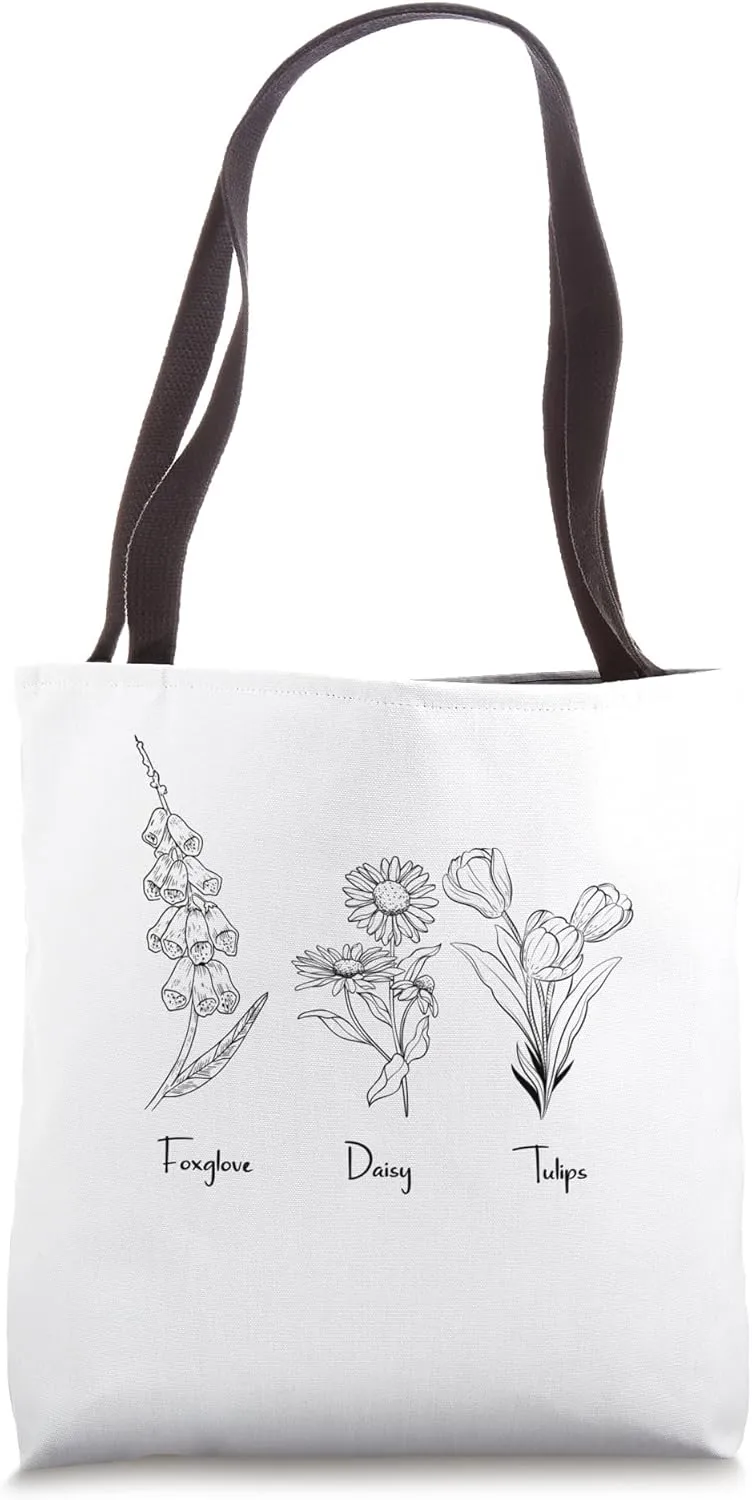 Foxglove Daisy Tulip Floral Feminist Gifts Political Satire Tote Bag