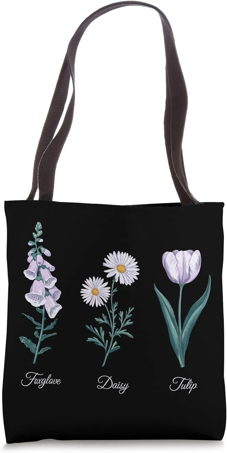 Foxglove Daisy Tulip Subtle Floral Political Pun Tote Bag
