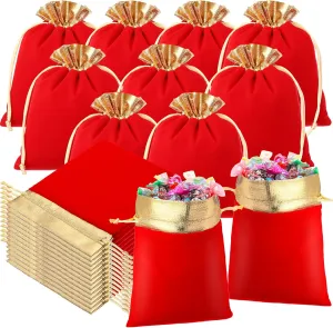 Frienda 30 Pcs Velvet Drawstrings Gift Bags 6 x 5 Inch Jewelry Pouches Drawstring Candy Bags Bolsitas para Recuerdos Velvet Party Favors Present Pouch for Valentine‘s Day Christmas(Red)