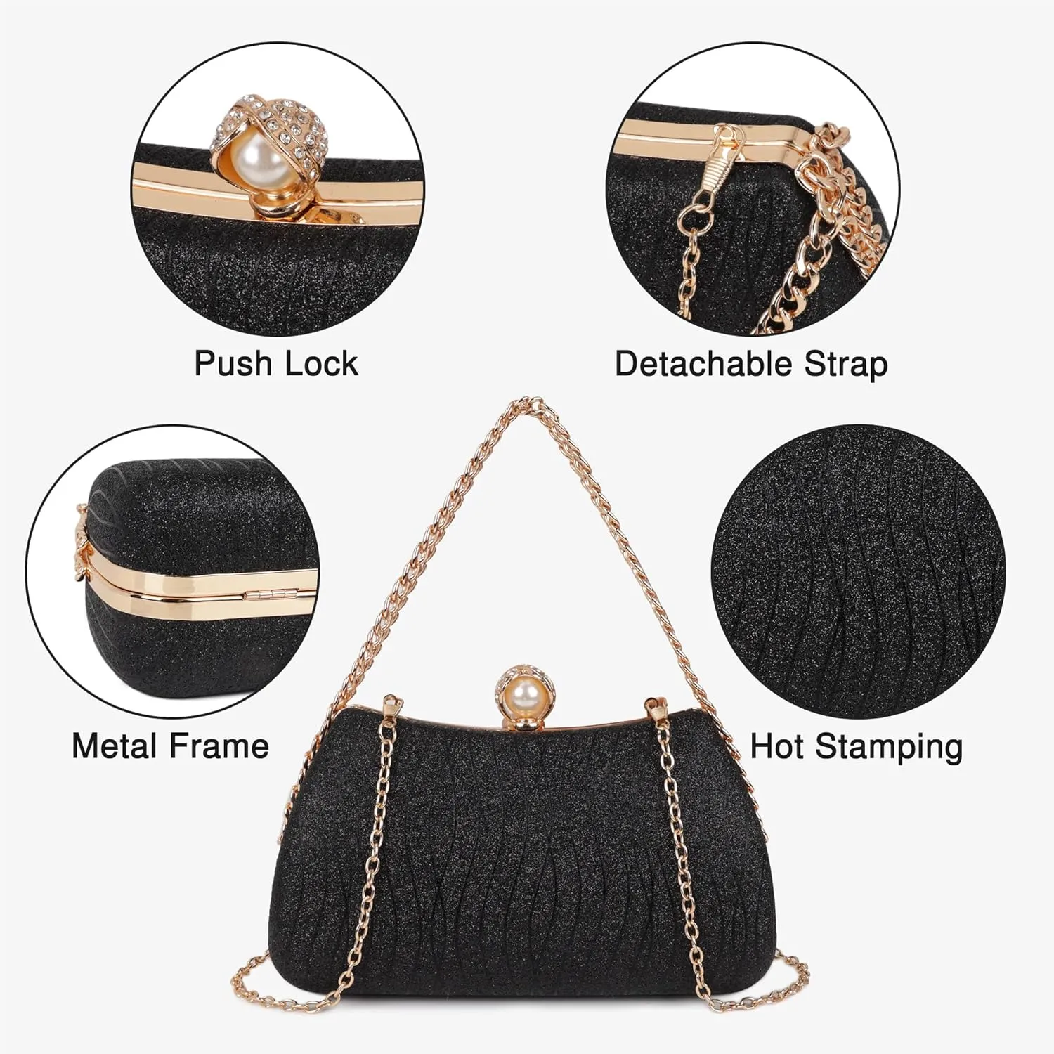 Frosted Glitter Clutch Purses for Women Evening Bag Formal Wedding Party Cocktail Prom Handbags