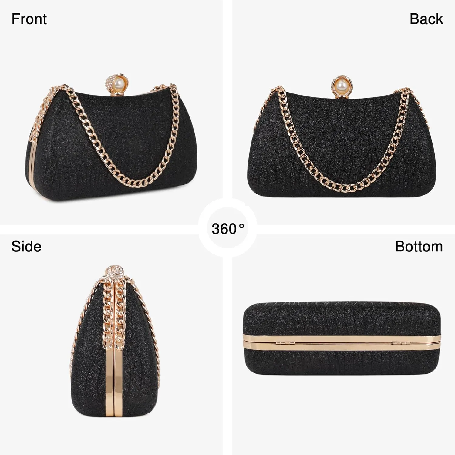 Frosted Glitter Clutch Purses for Women Evening Bag Formal Wedding Party Cocktail Prom Handbags