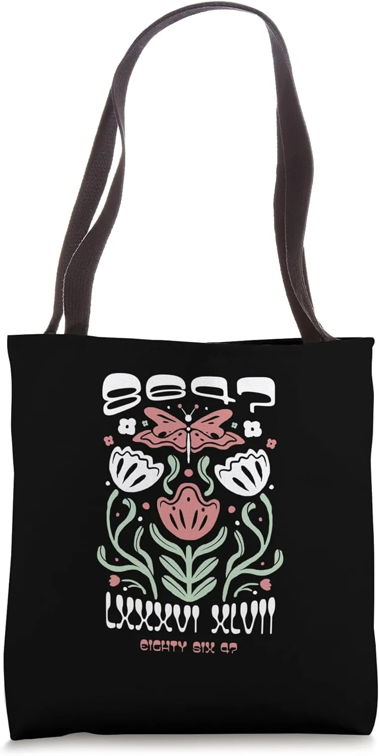 Funny 8647 Subtle Floral Style 86 47 Roman Numerals Retro Tote Bag