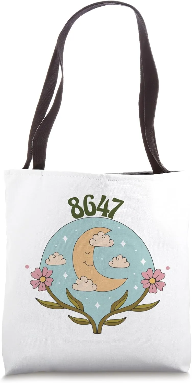 Funny 8647 Subtle Floral Style 86 47 Roman Numerals Retro Tote Bag