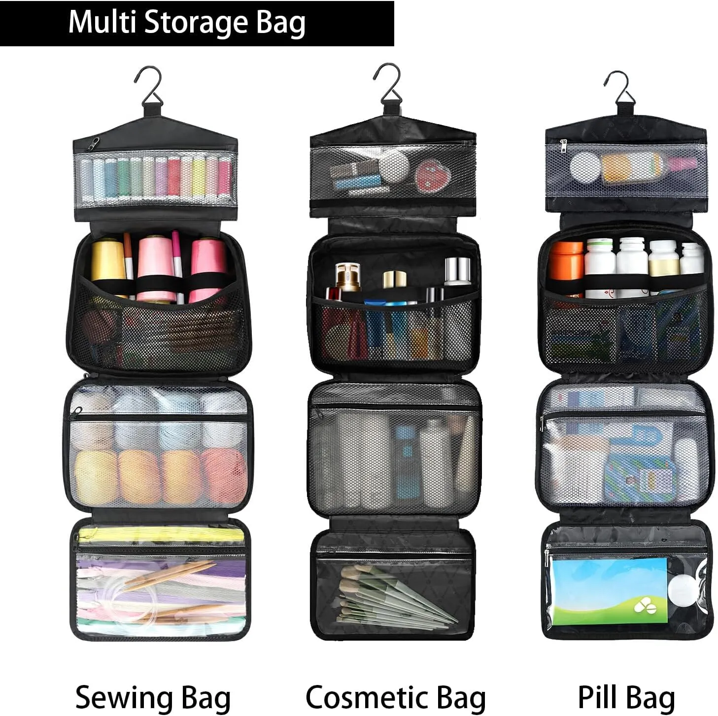 Fustylead Abstract Swirl Design Tie Dye Travel Medicine Storage Bag Large Household Pill Bottle Organizer with Zipper for First Aid, Pills, Vitamins, Medical Supplies