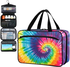 Fustylead Abstract Swirl Design Tie Dye Travel Medicine Storage Bag Large Household Pill Bottle Organizer with Zipper for First Aid, Pills, Vitamins, Medical Supplies