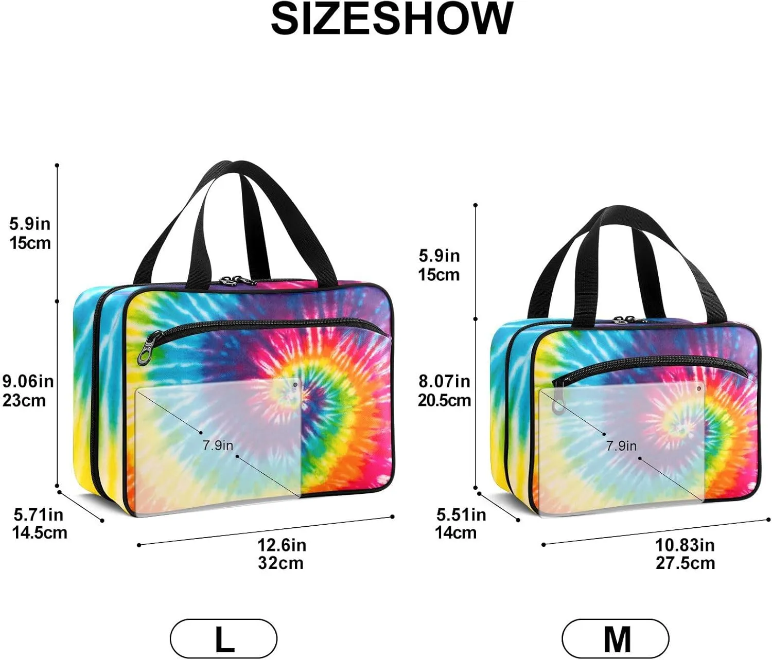 Fustylead Abstract Swirl Design Tie Dye Travel Medicine Storage Bag Large Household Pill Bottle Organizer with Zipper for First Aid, Pills, Vitamins, Medical Supplies