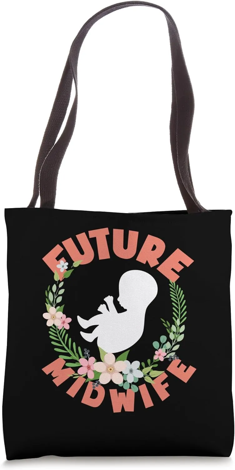 Future Midwife Floral Baby Silhouette Art Tote Bag
