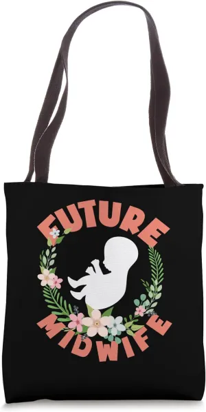 Future Midwife Floral Baby Silhouette Art Tote Bag