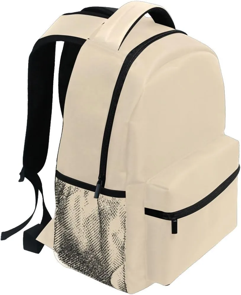 GAIGEO Blanched Almond Backpack School, Sturdy 18L Backpacks for Boys, Name Tag, Comfortable Wear, Easy Care, M