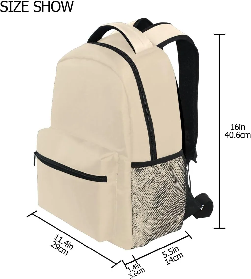 GAIGEO Blanched Almond Backpack School, Sturdy 18L Backpacks for Boys, Name Tag, Comfortable Wear, Easy Care, M