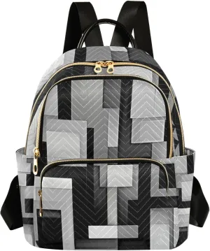 GAIGEO Crossing Squares of Black and White Girls Fashion Backpack, Medium Size Backpack, Women's Travel Backpack, M