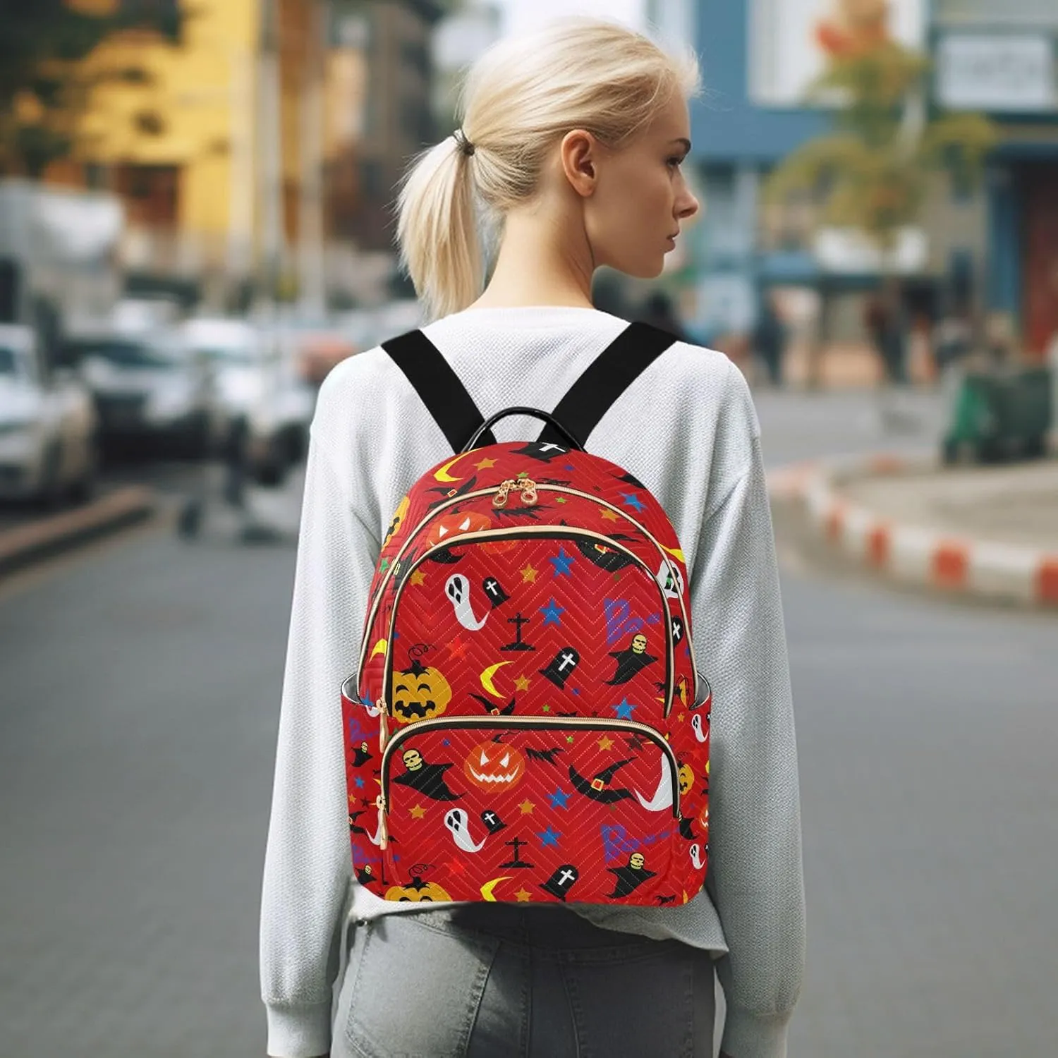 GAIGEO Halloween Women's Backpack, Casual Daypack, Festival Backpack, M