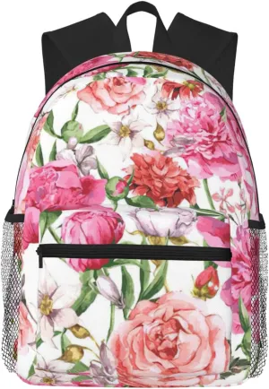 Garden Peony print Lightweight and comfortable backpack Casual Laptop Backpack for Travel Hiking