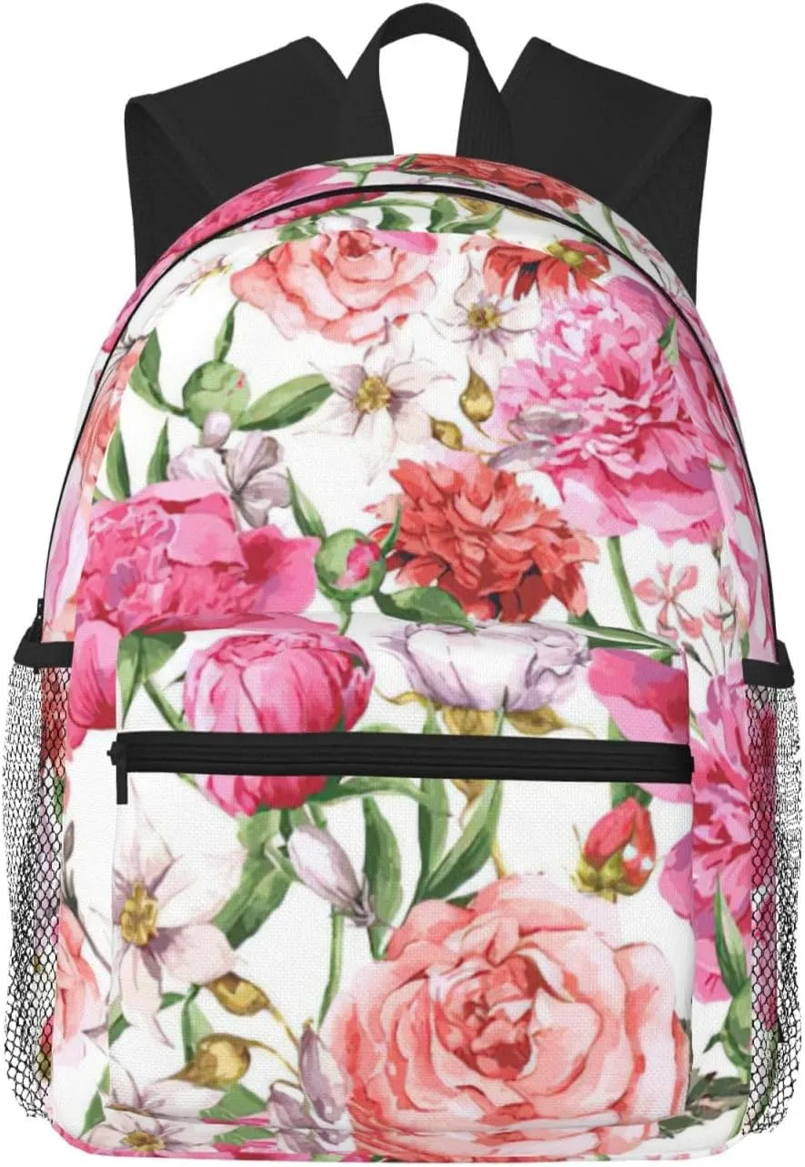 Garden Peony print Lightweight and comfortable backpack Casual Laptop Backpack for Travel Hiking