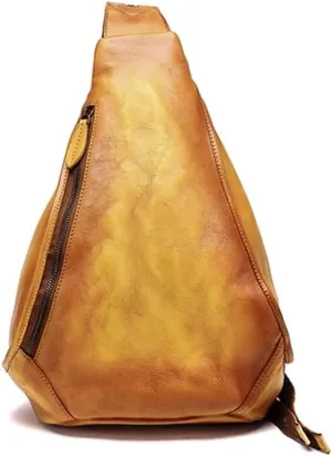 Genuine Leather Sling Shoulder Bags for Women Men Vintage Backpack Casual Crossbody Shoulder Bag