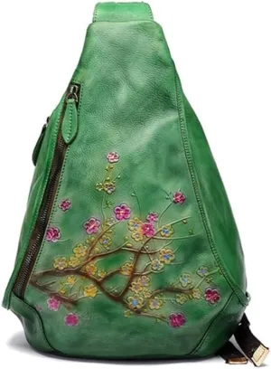 Genuine Leather Sling Shoulder Bags for Women Men Vintage Backpack Casual Crossbody Shoulder Bag