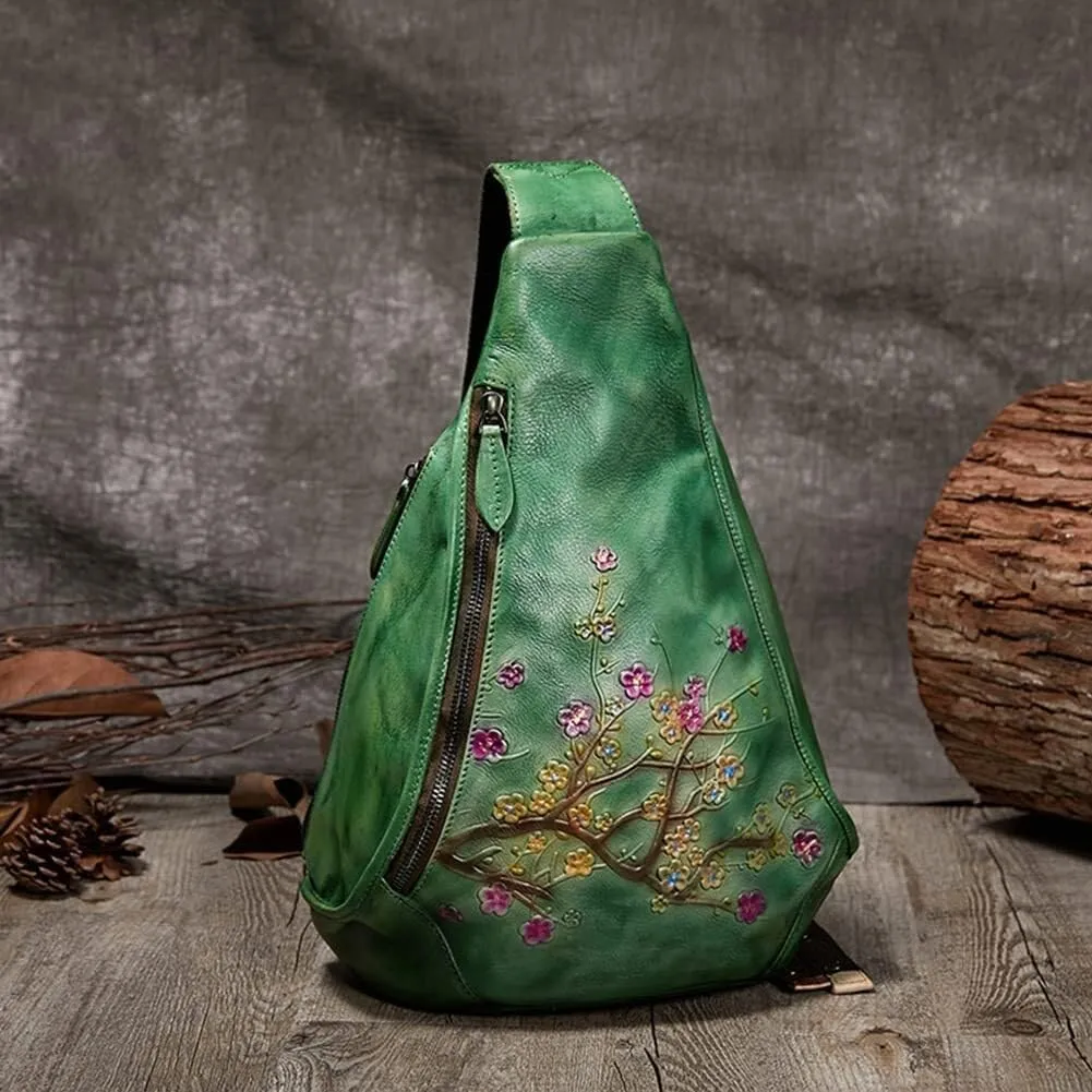Genuine Leather Sling Shoulder Bags for Women Men Vintage Backpack Casual Crossbody Shoulder Bag