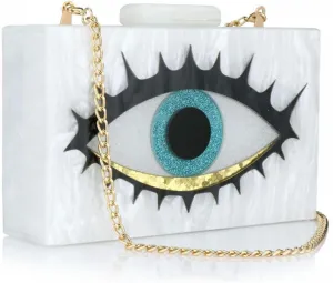 Gets Acrylic Clutch Purses for Women Evening Bag Eyes Multicolor Perspex Box Clutch Glitter Purse Handbags Crossbody Bag