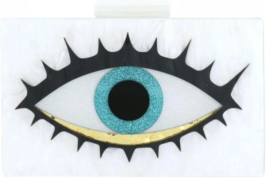 Gets Acrylic Clutch Purses for Women Evening Bag Eyes Multicolor Perspex Box Clutch Glitter Purse Handbags Crossbody Bag