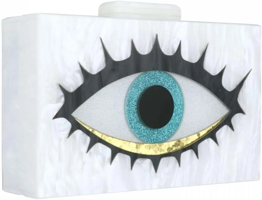 Gets Acrylic Clutch Purses for Women Evening Bag Eyes Multicolor Perspex Box Clutch Glitter Purse Handbags Crossbody Bag