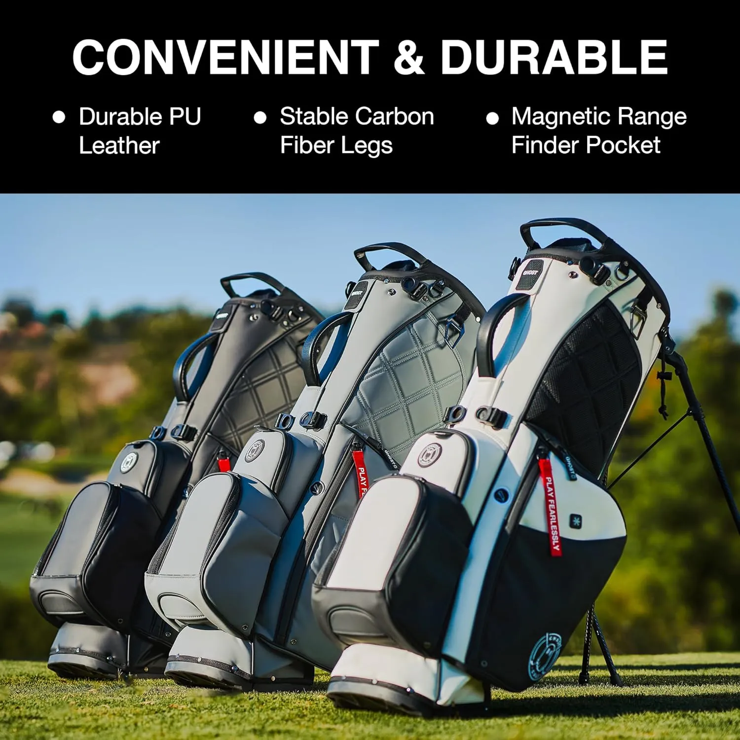 Ghost Golf Stand Bag - Lightweight Golf Bags for Men & Women, 14-Way Dividers with Premium Materials & Magnetic Pocket - Standing Golf Bag Holds 14 Golf Clubs