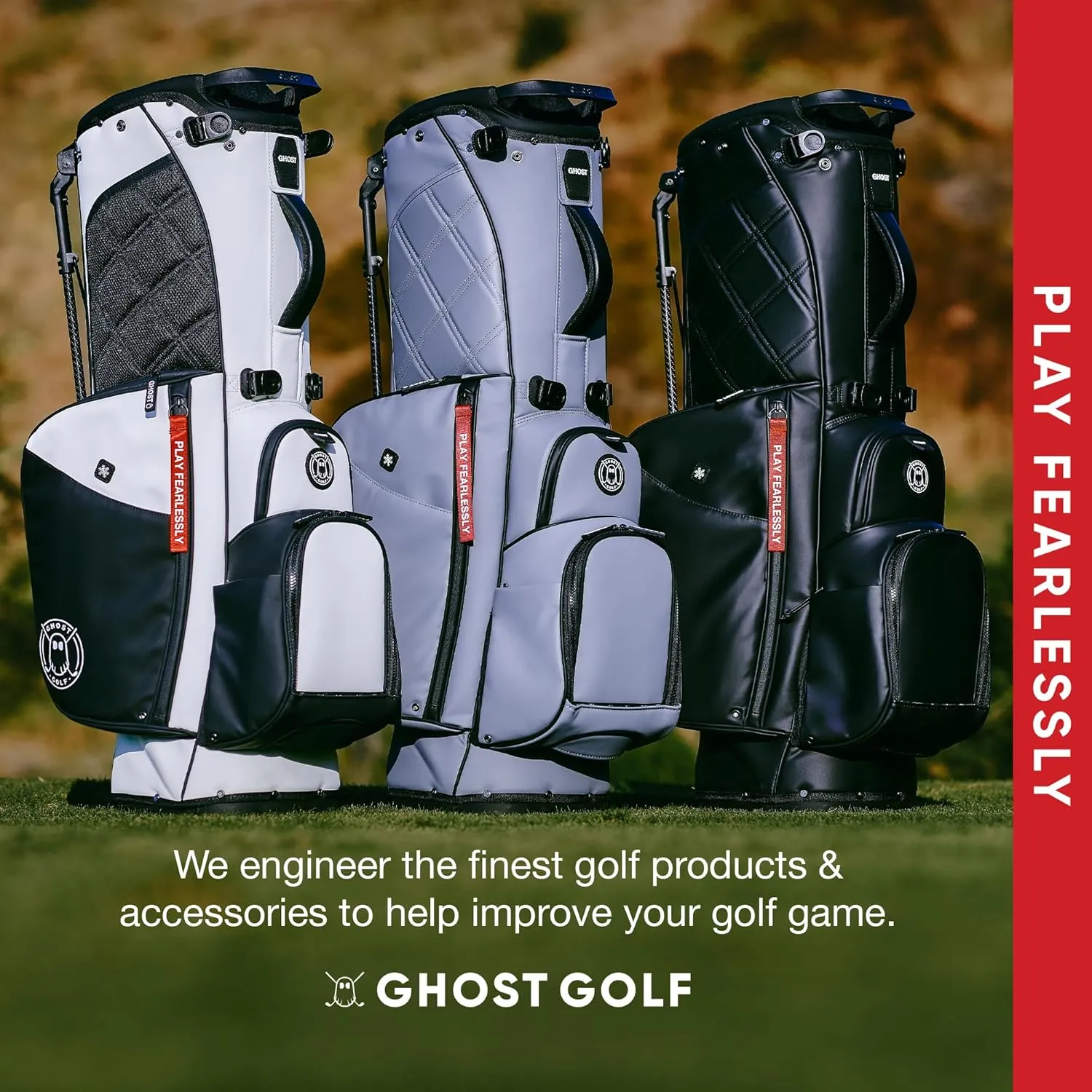 Ghost Golf Stand Bag - Lightweight Golf Bags for Men & Women, 14-Way Dividers with Premium Materials & Magnetic Pocket - Standing Golf Bag Holds 14 Golf Clubs