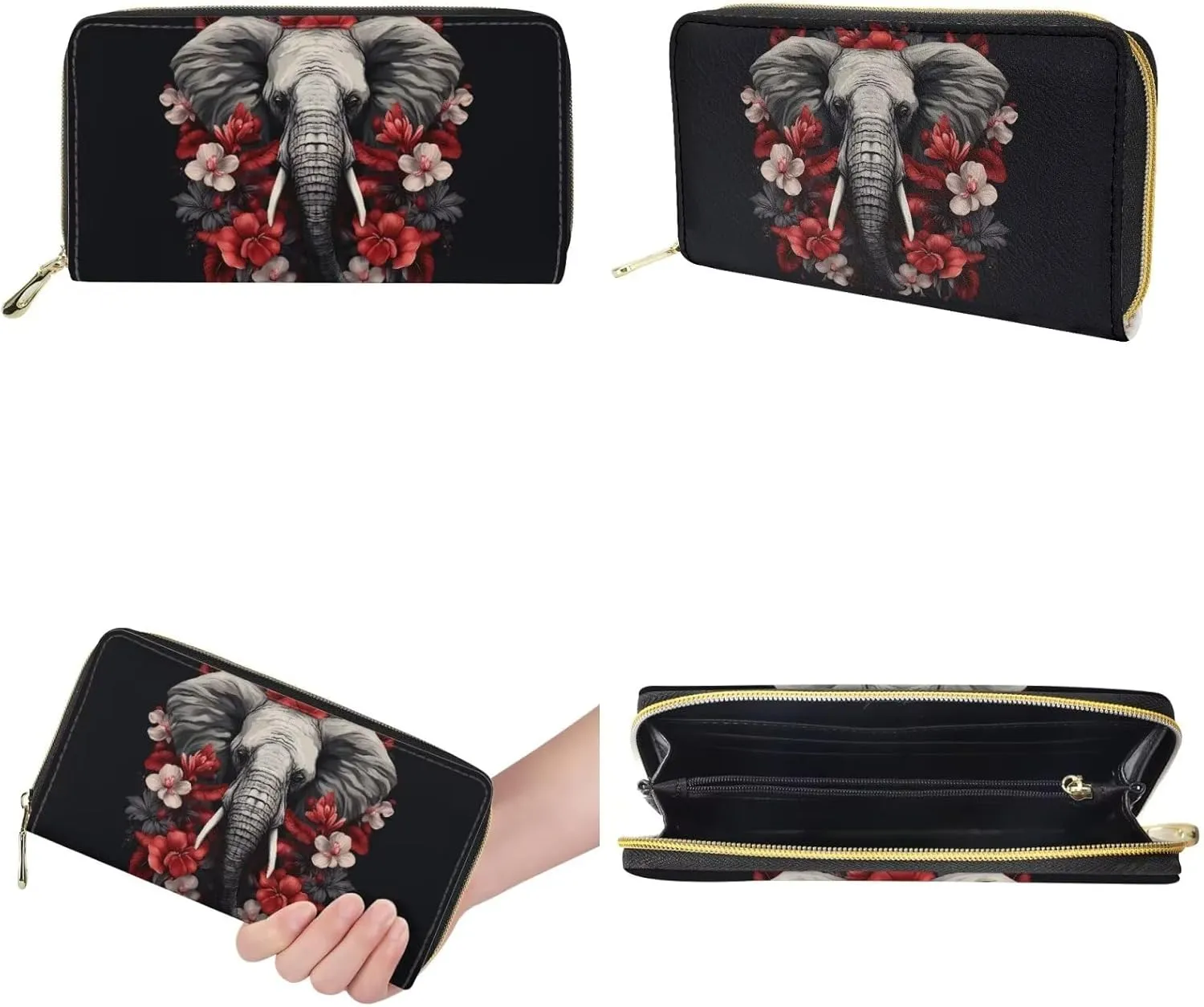 GIFTPUZZ Women Top Handle Bags Handbags with Zipper Leather Wallet Cash Card Phone Holder and Makeup Bag Set 3pcs