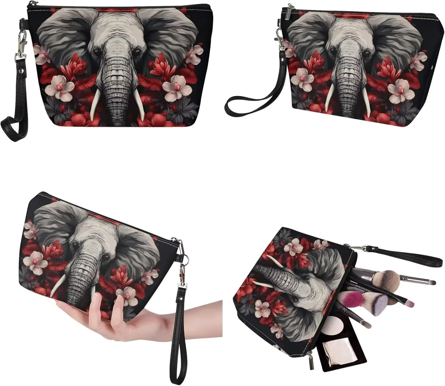 GIFTPUZZ Women Top Handle Bags Handbags with Zipper Leather Wallet Cash Card Phone Holder and Makeup Bag Set 3pcs