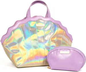 Glimmer Wish Mermaid Selfcare Keepall and Mermaid Purple Pearl Pouch, Travel Bag for Essentials and Small Cosmetic Bag, Gifts for Teens and Girls