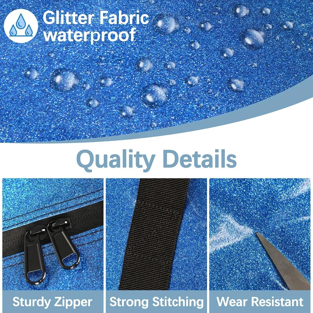 Glitter Girls Duffel Bags Travel Kids Sports Bag for Boys Gym Bag with Name Small Dance Tote for Dancing Girls Glitter White Blue