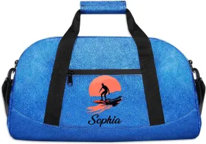 Glitter Girls Duffel Bags Travel Kids Sports Bag for Boys Gym Bag with Name Small Dance Tote for Dancing Girls Sunset Surfing