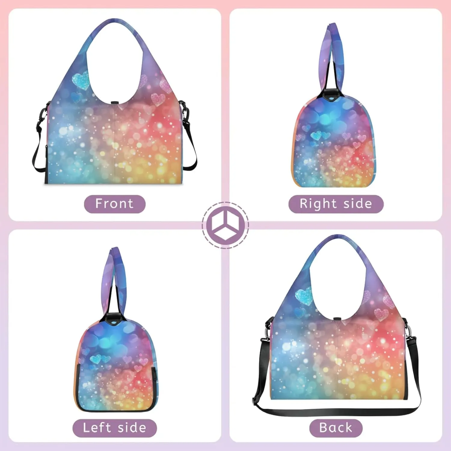 Glitter Paper Gym Bag Yoga Mat Tote for Women with Shoes Compartment Lightweight Duffle Travel Carrier Wet Dry Storage Pockets Adjustable Pilates Mats Shoulder Bags for Sport Swim