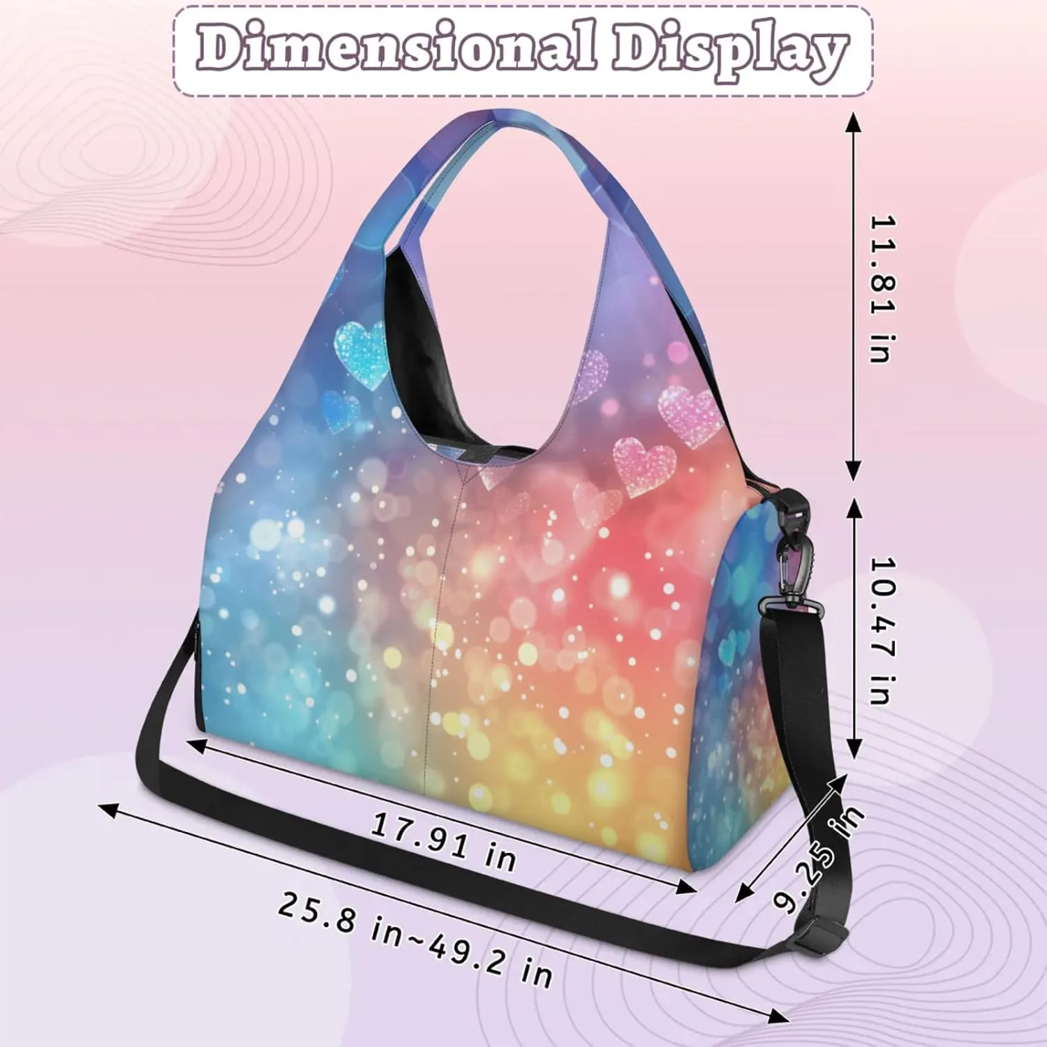 Glitter Paper Gym Bag Yoga Mat Tote for Women with Shoes Compartment Lightweight Duffle Travel Carrier Wet Dry Storage Pockets Adjustable Pilates Mats Shoulder Bags for Sport Swim