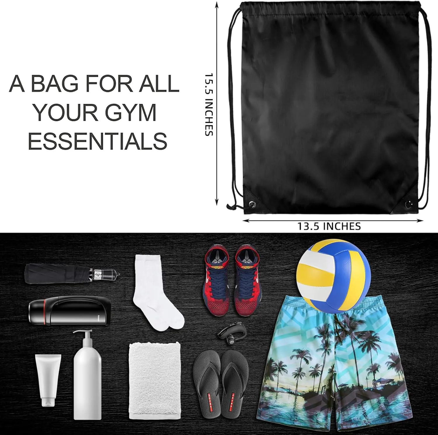 GoodtoU Nylon Backpacks - Drawstring Bags for Sport, Traveling, Team (Black, 128Pcs)