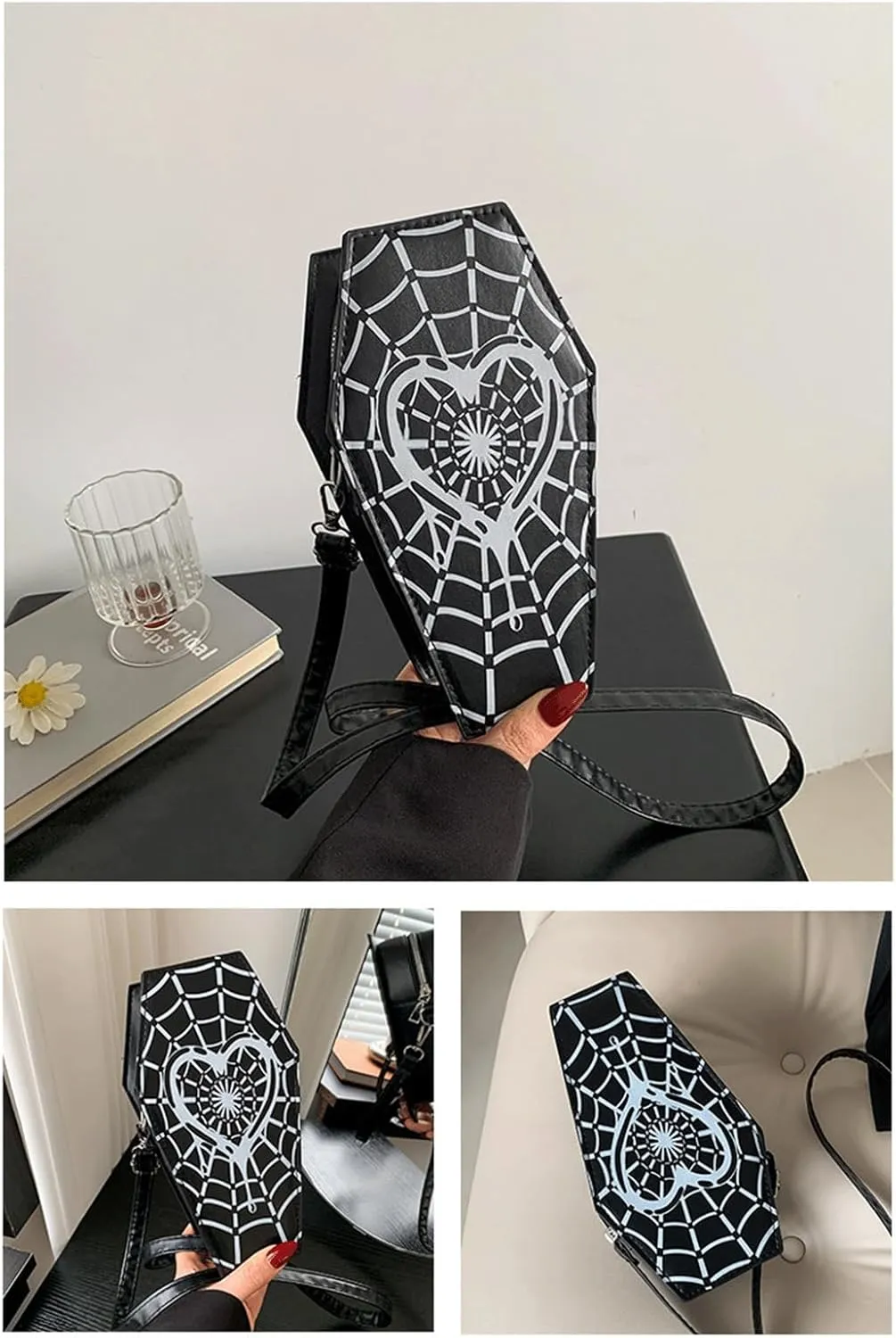 Goth Purse Coffin Halloween Purses Clutch Shoulder Bag Small Crossbody Bag Spooky Horror Cute Wallet